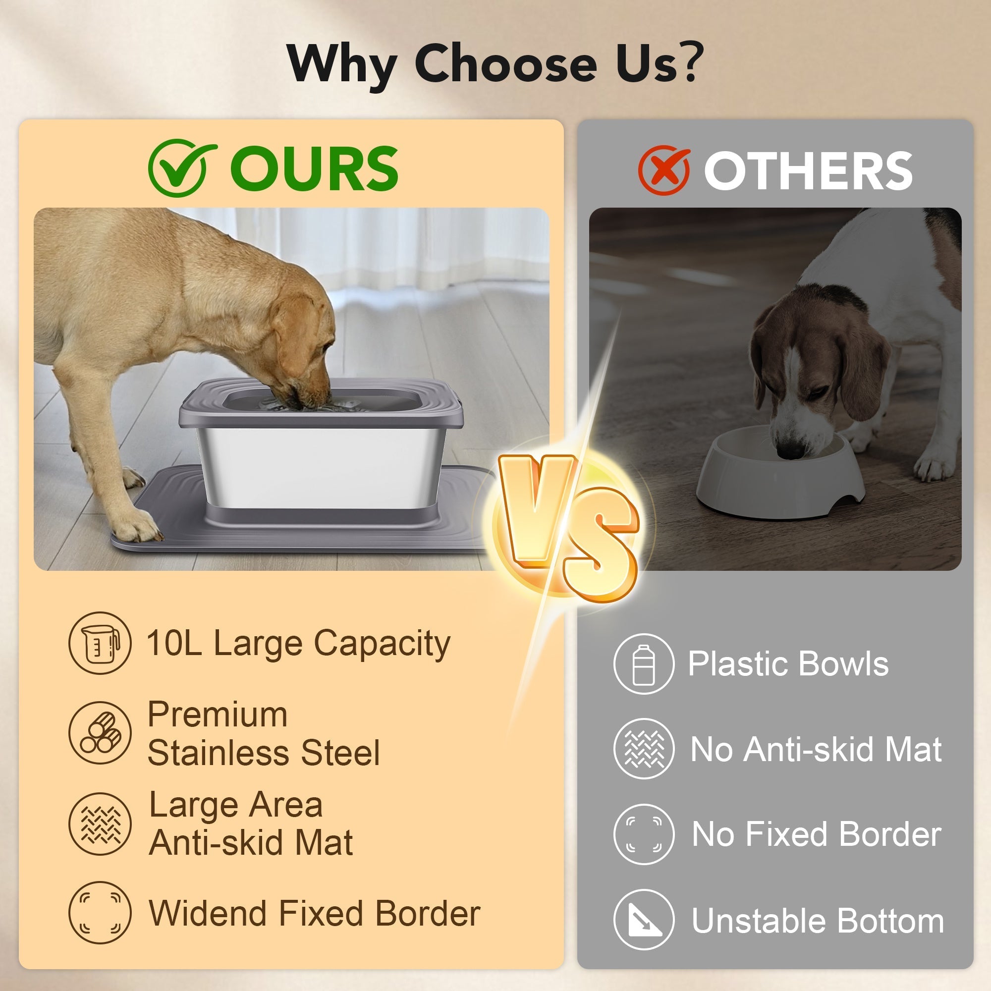 Dog Stainless Steel Water Bowl with Mat